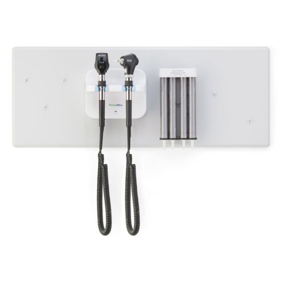 Green Series 777 Integrierte Wandeinheit mit LED Coaxial Ophthalmoskop (11720-L) & MacroView Basic Otoskop inklusive Ohrtrichterspender, mit EU Stecker